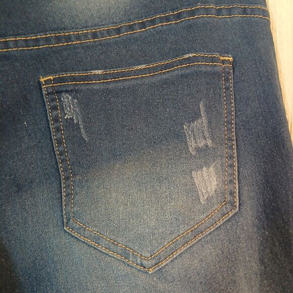 Gazoz Women's Size 16 Dark Blue Distressed Ripped Jeans With Side Stripes - Picture 13 of 14